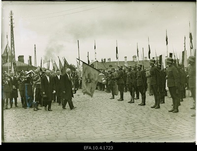 The Polish President Ignacy Mościcki passes by the glory guard on the way from the port to the city.  similar photo