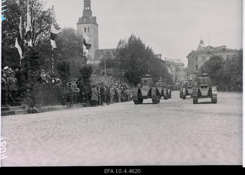 On the parade of tanks on the Freedom Square.
