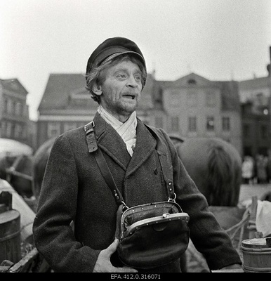 Filming "Mäeküla milkman" at Raekoja Square. Jüri Järvet - Mountain Village milkman Tõnu Prillupina  similar photo