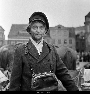 Filming "Mäeküla milkman" at Raekoja Square. Jüri Järvet - Mountain Village milkman Tõnu Prillupina  similar photo