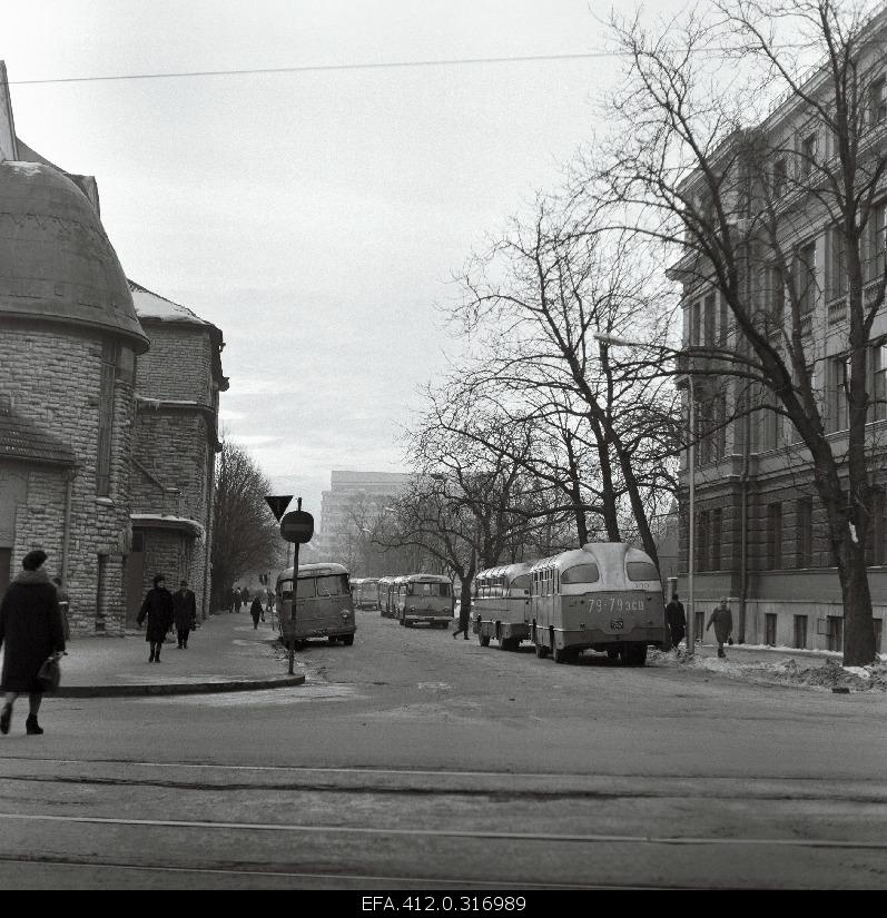 Bus stop at the Drama Theatre.