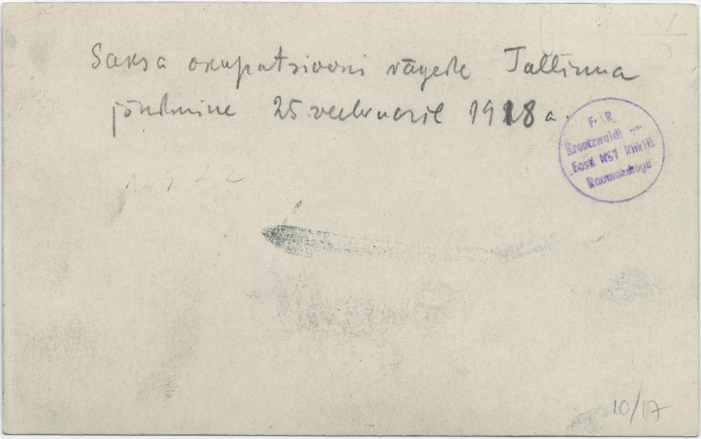 [the arrival of the German occupation forces in Tallinn on February 25, 1918. A.]