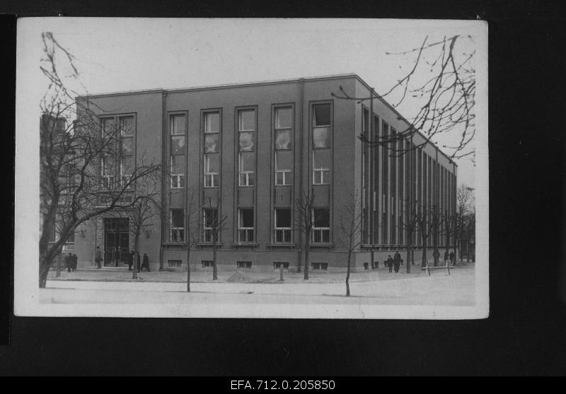 Building of Eesti Pank on the road.