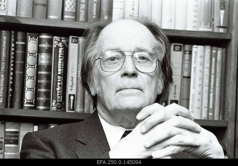 Writer Jaan Kross at home.
