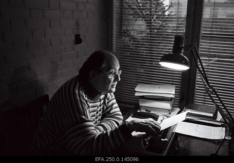 Writer Jaan Kross at home.