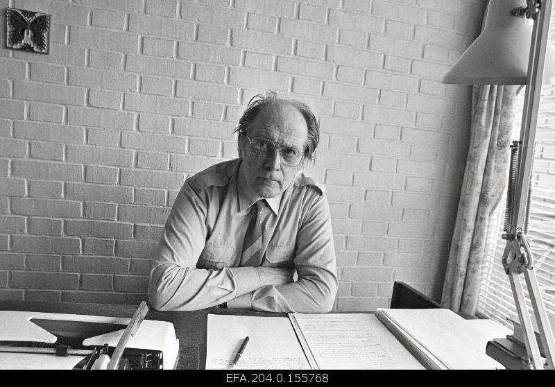 Estonian Soviet folk writer Jaan Kross at home.