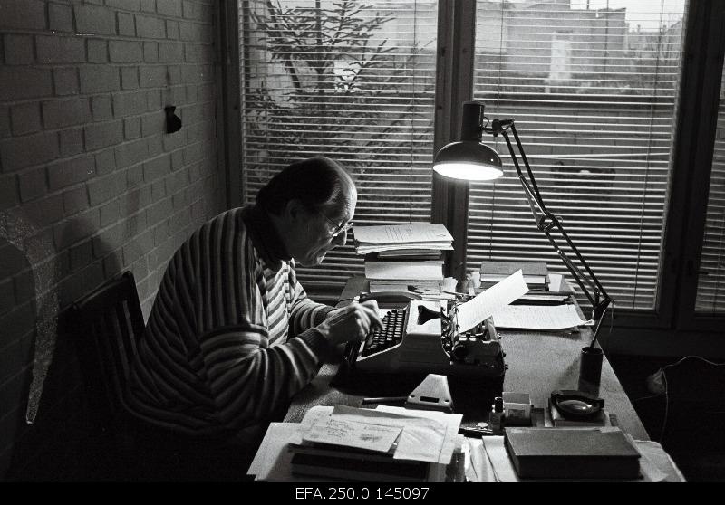 Writer Jaan Kross at home.