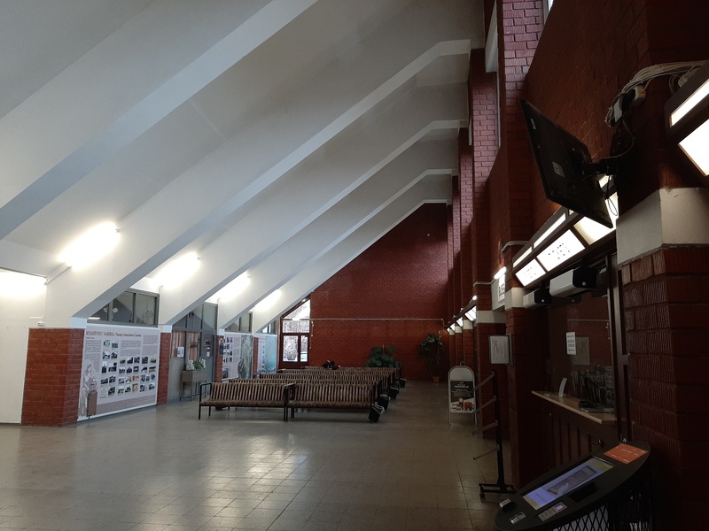 Kuressaare bus station, fuajee view. Architect Maie Penjam rephoto