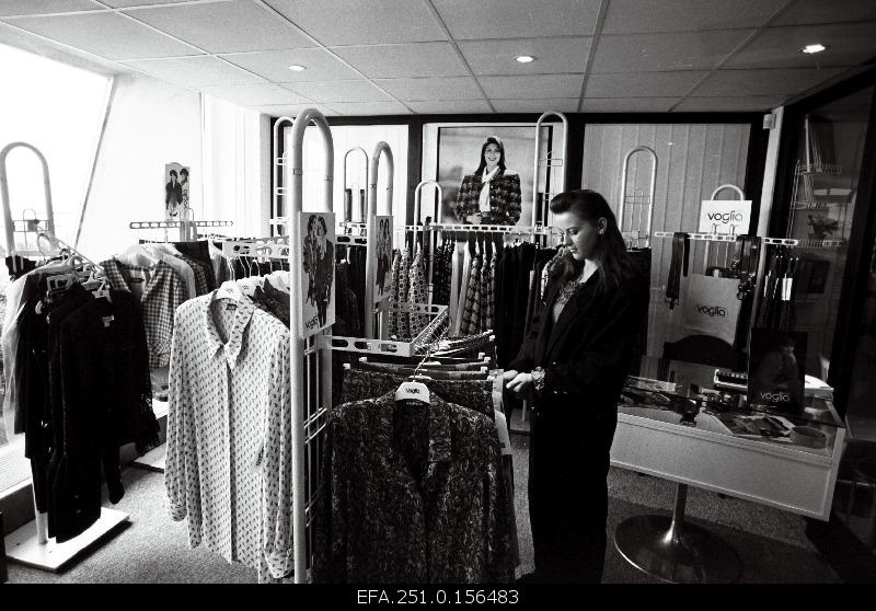 In the clothes shop located in Tallinn Sailing Sports Centre, the seller company “Voglia” introduces the products.