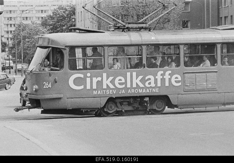 Advertising tram on Tartu highway.