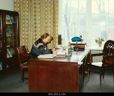 Laine Peep, Director of the Scientific Library of the University of Tartu, in his office.  similar photo