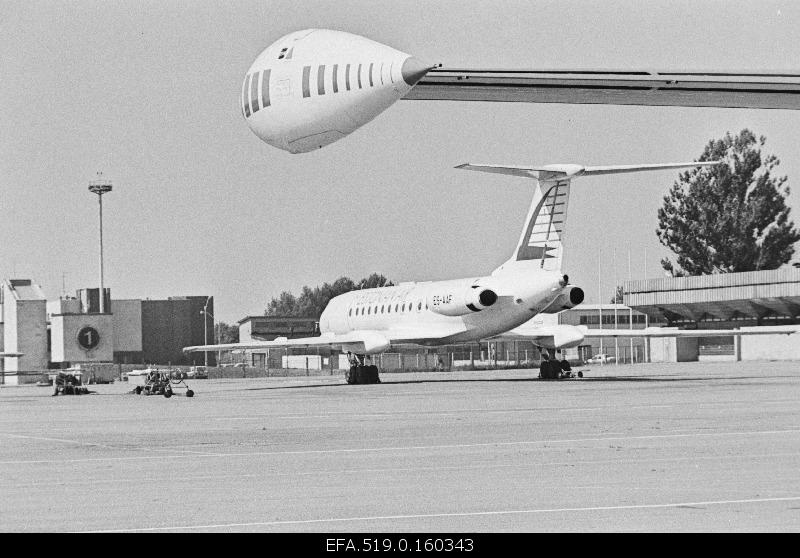 Airplane Tu-134 on Tallinn Airport.