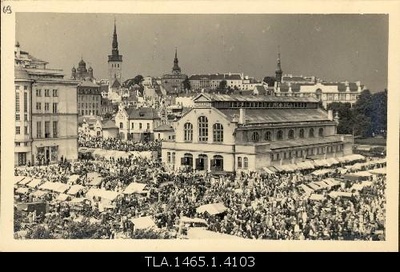 New market with market building.  similar photo