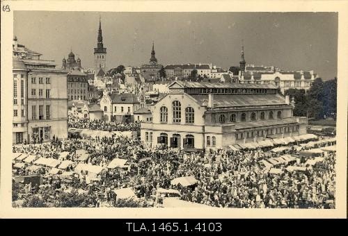 New market with market building.