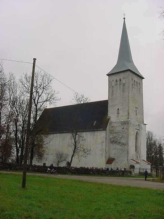 The Märjamaa church used to be the strongest fortification in Western Estonia during the Middle Ages, and is one of the few that has remained intact until the modern times. It was built in the beginning of the 14th century, the western tower was added during the 15th and 16th century. The church was damaged in 1547 and was in risk of collapse throughout the 17th century, when supporting pillars were added along with the vestry. The spire and all interior decoration were lost in World War II. The church was restored in 1958-60, the spire was replaced in 1990. The layout consists of a square choir and a two-aisled nave. The structure remains unarticulated from the exterior. The ceiling has cross-ribbed vaulting. North, west and east walls have lancet windows.