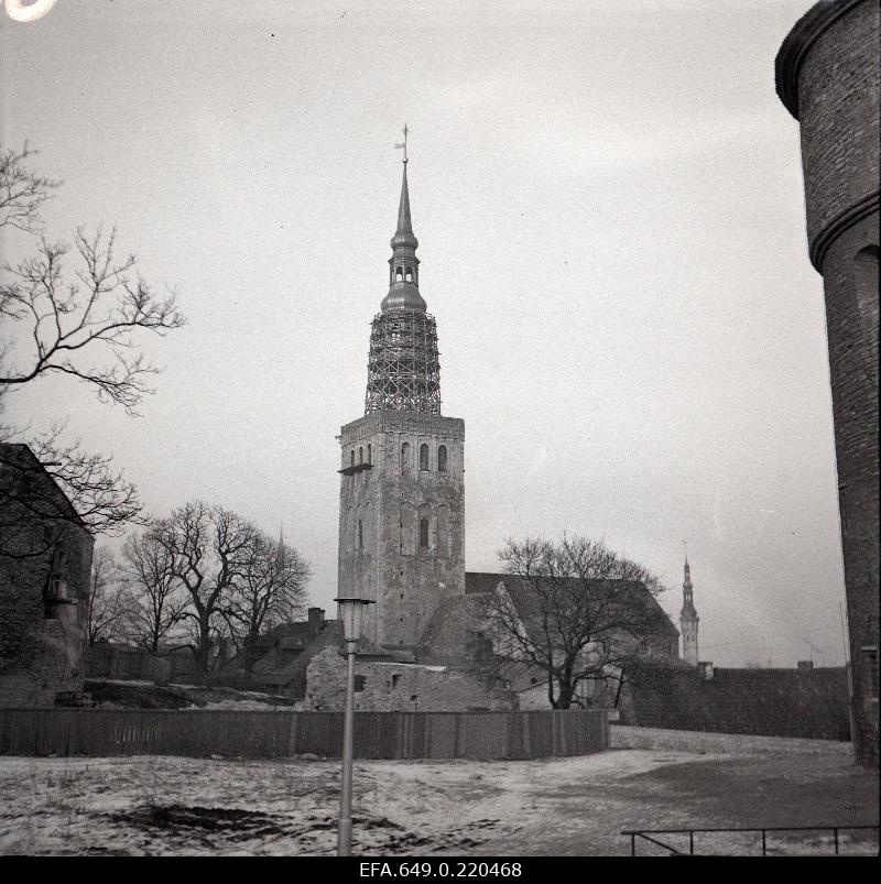 View of the construction of the tower of the Niguliste Church.