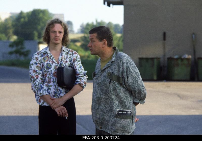 The player Hendrik Toompere train and director Arvo Iho on the play film "Only for the crazy or the merciful sister" of Tallinn.