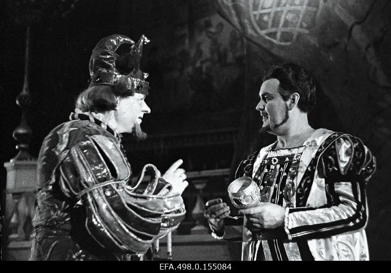 A scene from g. Verdi’s opera “Rigoletto” Rat “Estonia”. Rigoletto - Georg Ots (left), Mantua Duke - Martin Ritzmann from German dv.