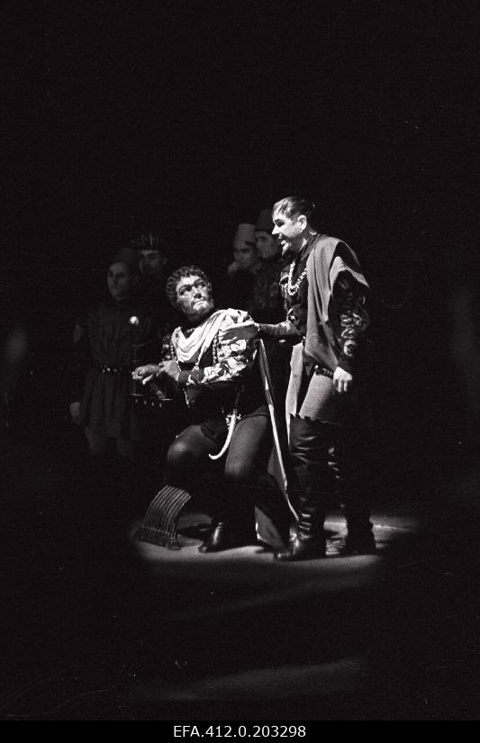Scene from g. Verdi's opera "Othello" Rat Estonias; Othello - Aleksander Püvi, Jago - Georg Ots.