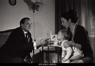 Georg Ots with her daughter Marianne and her husband Ilona.  similar photo