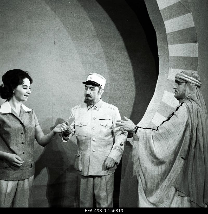 A scene from S.Romberg’s opera “Kõrbelaul” Rat “Estonia”. Left: Margot - Haili Sammelselg, General Birabeau - Franz Malmsten, Pierre Birabeau - Georg Ots.