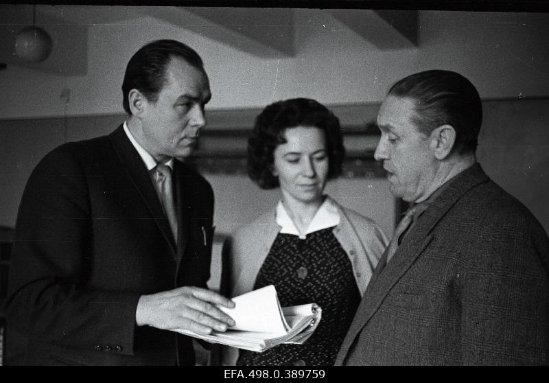 S. Romberg's opera Kõrbelaul sample in the theatre Estonia. From the left: director Georg Ots, Haili Sammelselg.