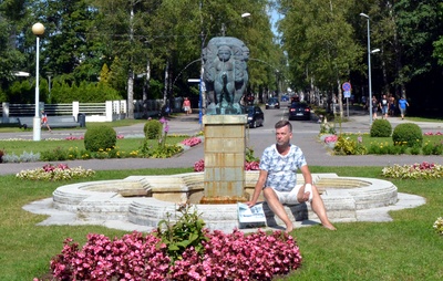 Photo postcard, Purskkaev Pärnu Mudaravila front square. rephoto