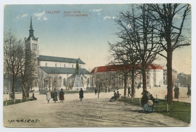 Tallinn. View of the Jan Church and Peeter I in the Honour of Freedom Square. View from Karli's puysteel  duplicate photo