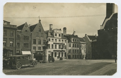 Tallinn. View of Raekoja square by Mündi Street. On the left cars  duplicate photo