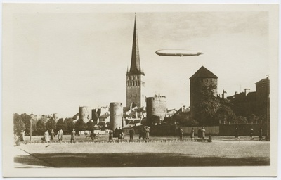 Tallinn. German airship over Zeppelin Tornide Square  duplicate photo