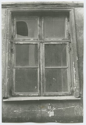 Broken square window New street 32 houses.  duplicate photo