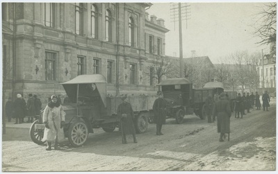Tallinn. Military cars in front of the Ministry of Finance building  duplicate photo
