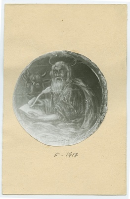 Apostel Markus, round oil painting on the tree of Günther or Bishop's house, Old market.  duplicate photo