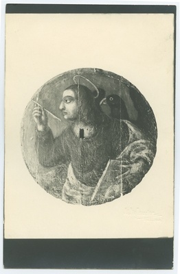Apostle John, round oil painting on tree, Günther or Bishop's house, Old market.  duplicate photo