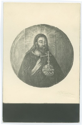 Christian John, round oil painting on the tree, Günther or Bishop's house split, Old market.  duplicate photo