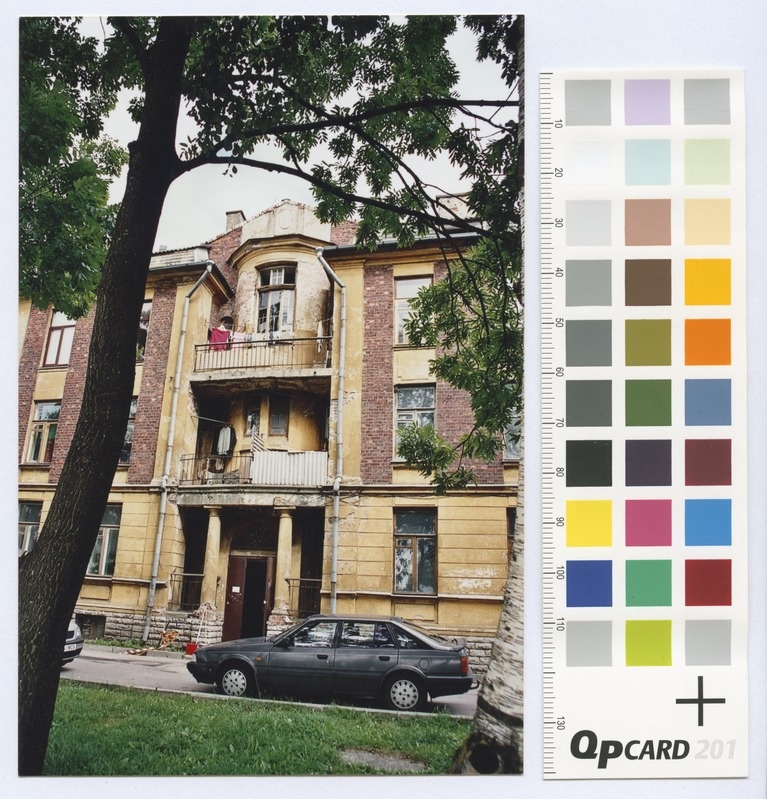 Kopli Street No. 78. Old, pillars and balconies with stone house.