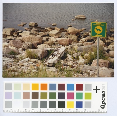 Kopli beach. Close to SEPA street, large stones on the beach, label "People (Peace of walking)-swiping place".  duplicate photo