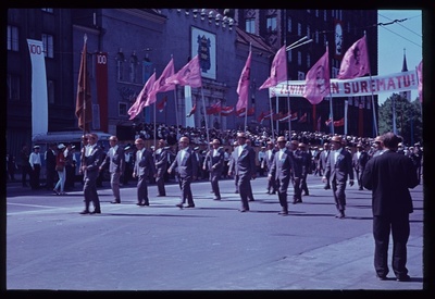 Singing party train walk in the Winning Square.  similar photo