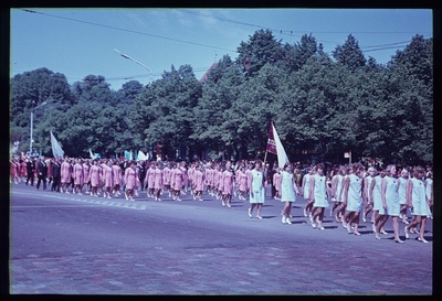 Singing party train walk in the Winning Square.  similar photo