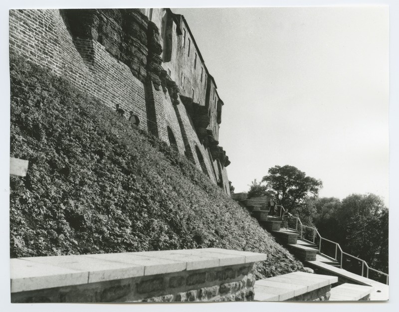 Tallinn. A new repentance at the wall of Toompea. View Patkuli staircase