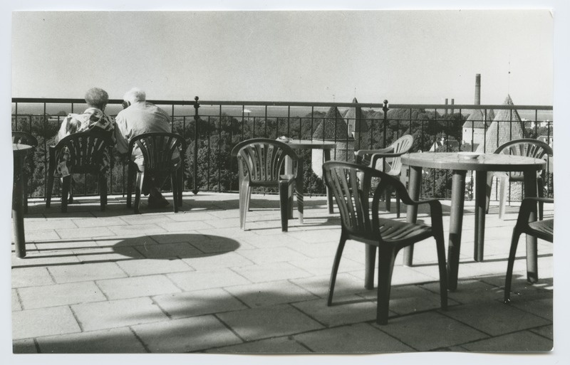 Tallinn. Toompea viewing platform cafe. View of the sea