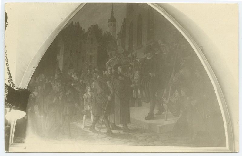 Th.Sprengel, Reception of the First Lutheran preacher by Tallinn Rae, 1869, in the land of the Great Gild House, Pikk Street 17 in a small gild room.
