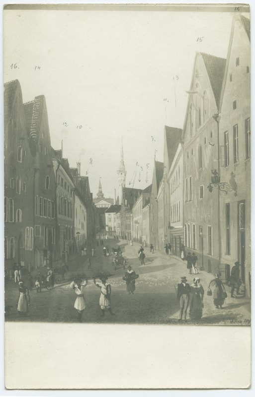 J.Han, Viru Street ca. 1831, view towards Raekoja.