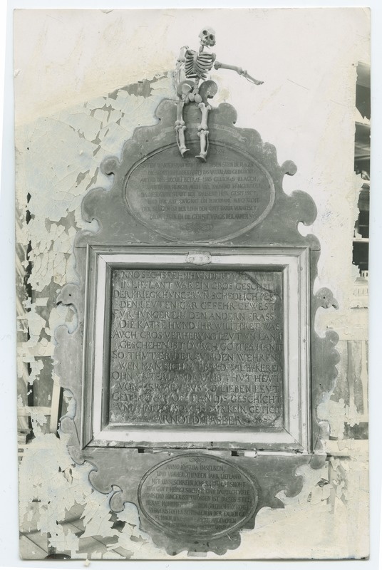 Epitaph, plague and hunger in 1602, from the Swedish Mihkli Church.