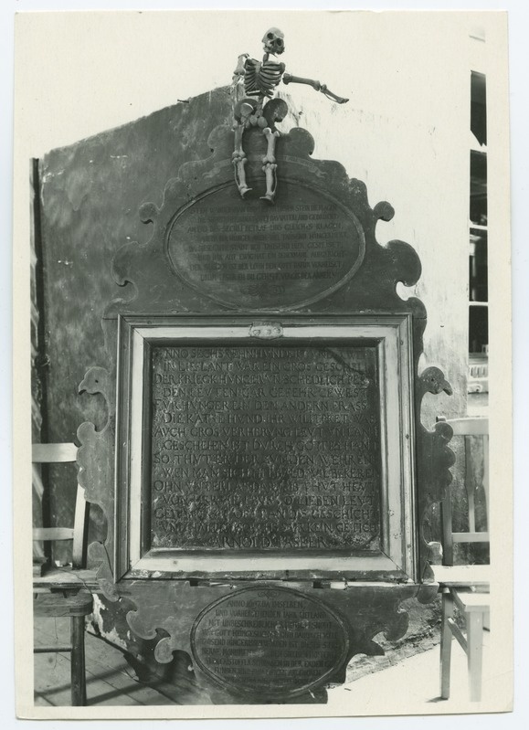 Epitaph, plague and hunger in 1602, from the Swedish Mihkli Church.