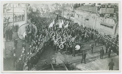 The Navy Demonstration in 1917 at the port of Tallinn "Pamjat Azova" for the memory of the victims of 1906.  duplicate photo