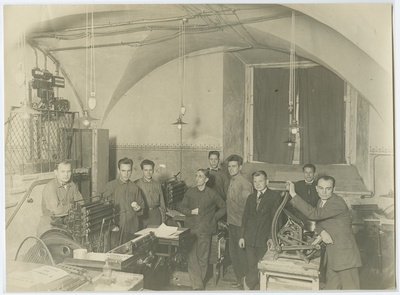 I. Paalmann printing house, indoor views with machines and employees.  duplicate photo