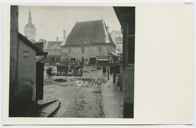 View of the Raekoja square at the corner of the Apteegi Street, in the middle of Vaekoda.  duplicate photo