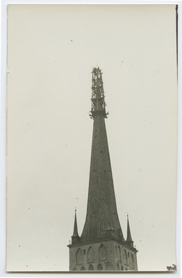 The tower of the Oleviste Church in orders.  similar photo