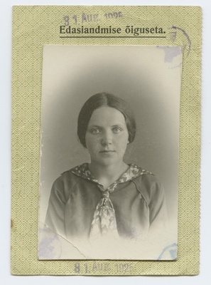 The monthly ticket to the Nõmme-Tallinn train line named Adele Johansen, photo.  duplicate photo